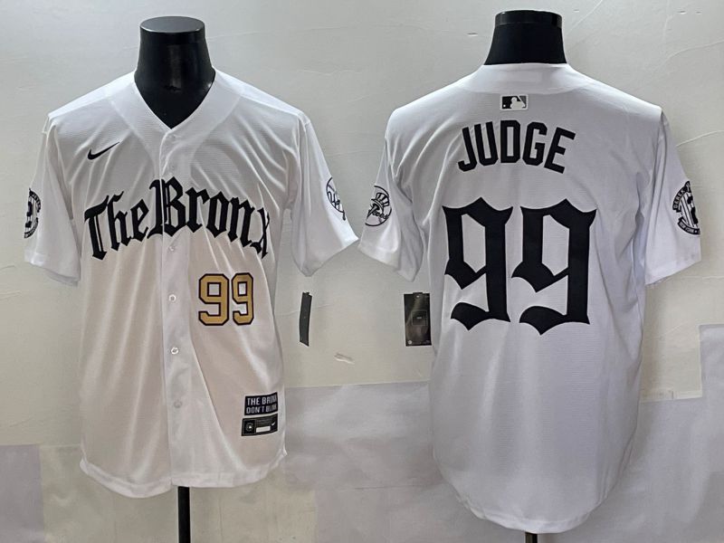 Men 2025 New York Yankees #99 Judge White Five generations Joint Name Nike MLB Jersey style 1